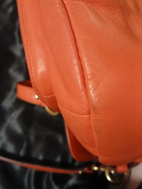 Coach Campbell Eva Flap Satchel Red Orange Leather Crossbody Shoulder Bag Gold - Picture 10 of 16